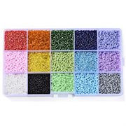 Seed beads sortiment. 2 mm. 15 farver mix. 10.000 stk. 